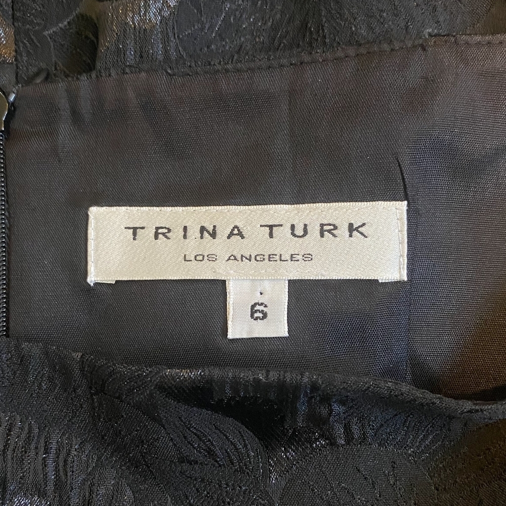Trina Turk Black Strapless Floral Shimmer Print Pencil Dress Size 6 - Picture 5 of 6